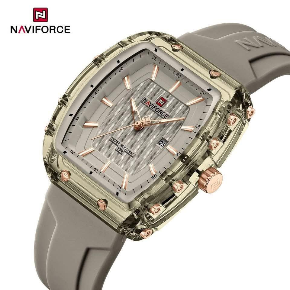 Glacier crystal tonneau watch in Olive Taupe