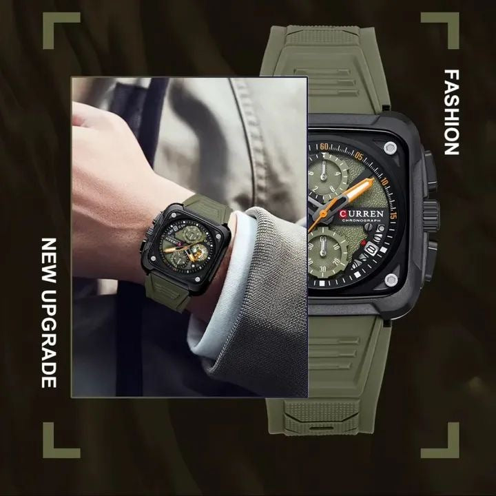 Ranger square chronograph watch worn on the wrist