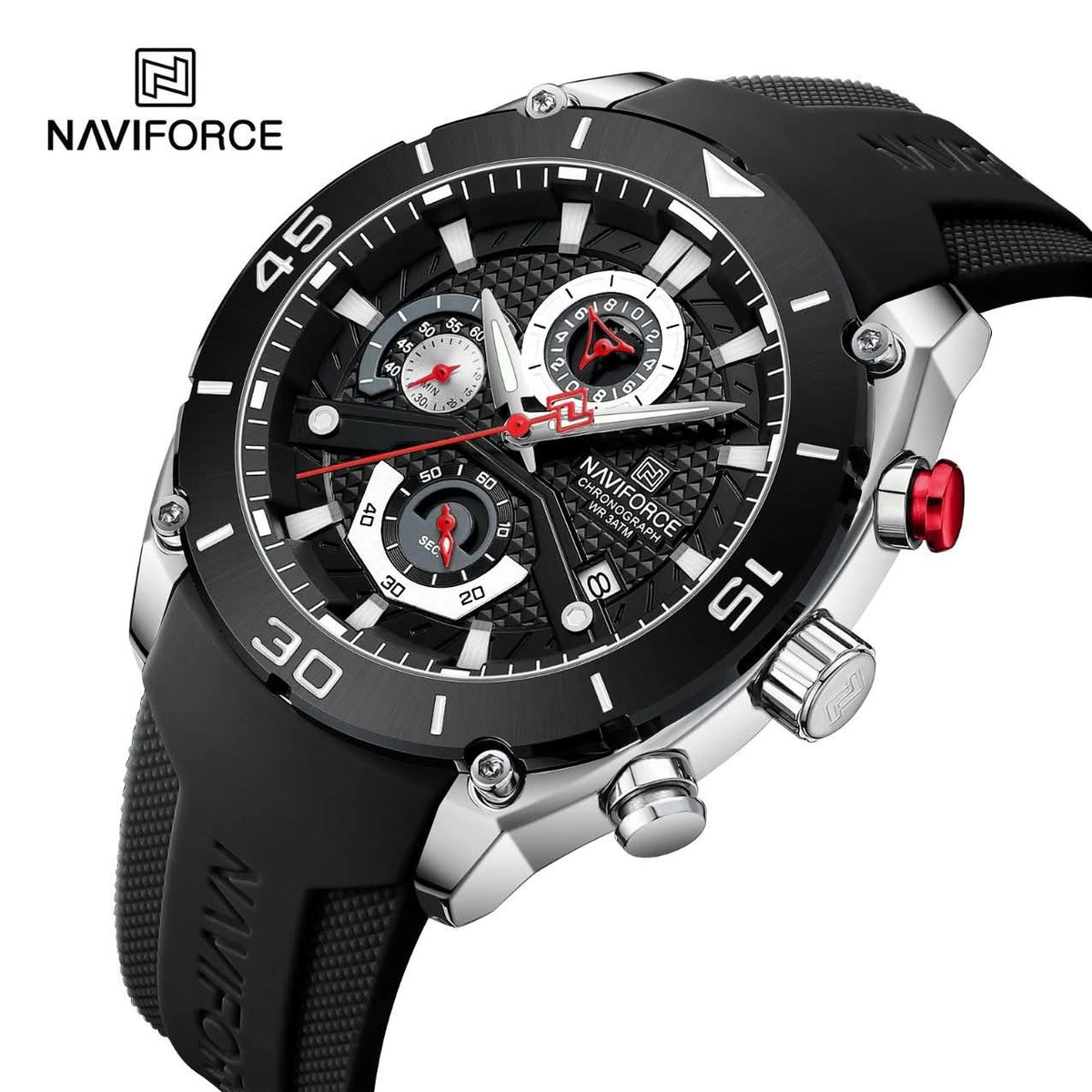 Torque sport chronograph watch in Black Red
