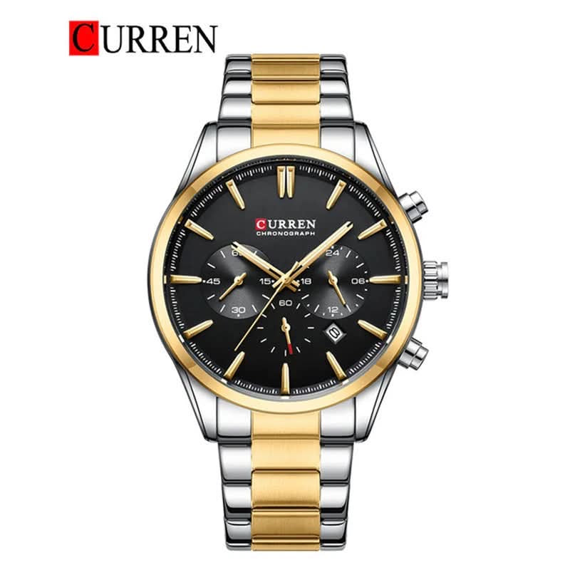 Regent steel chronograph watch in Gold Silver Black