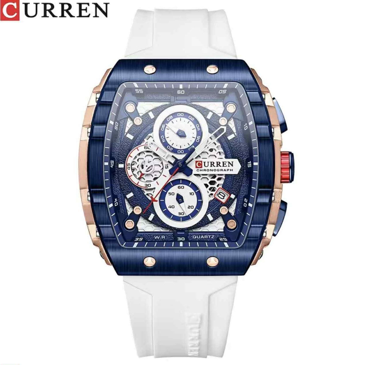 Racer skeleton chronograph watch in White