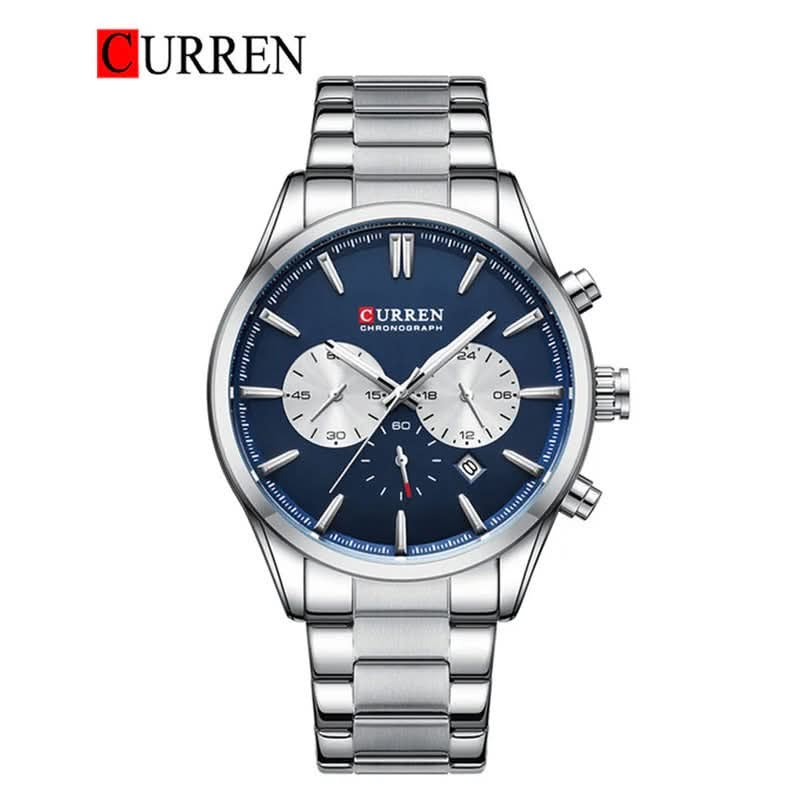 Regent steel chronograph watch in Silver Blue