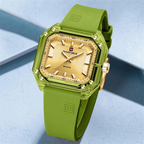 Aria crystal square watch in Lime Green