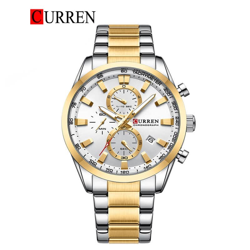 Regent steel chronograph watch in Gold Silver White