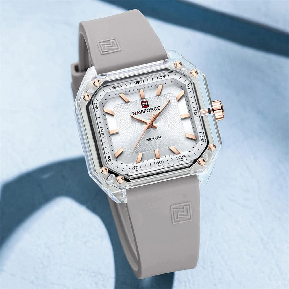 Aria crystal square watch in Mist Grey