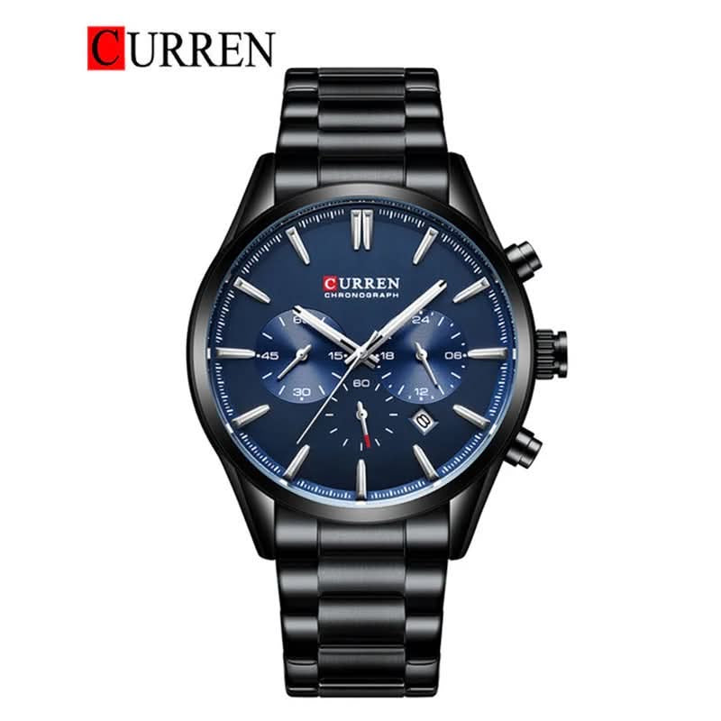 Regent steel chronograph watch in Black Blue