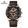 Heritage chronograph leather watch in Rose Gold Brown