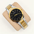 Octagon Quartz Watch - Two-Tone Gold with Black Dial